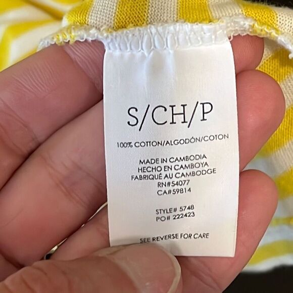 Cabi Daisy Tee Yellow Stripe Size Small #5748 - Picture 5 of 5